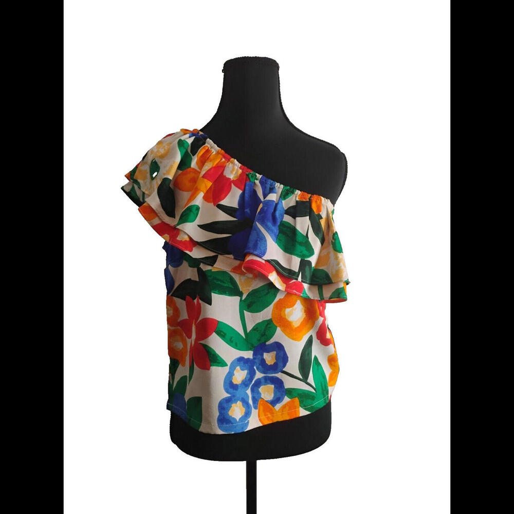 TCEC Floral One Shoulder Top Size Small Great for Vacation and Beach Days